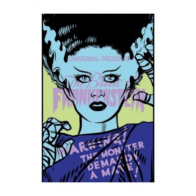 Universal Monsters Bride of Frankenstein White Warning Poster