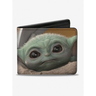 Mandalorian Child Frown Design Men's Premium Vegan Leather Bifold Wallet