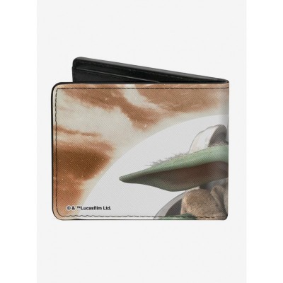 Mandalorian Child Frown Design Men's Premium Vegan Leather Bifold Wallet