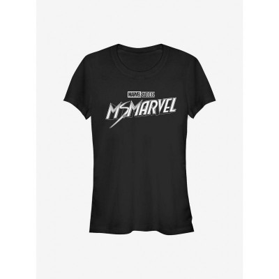 Marvel Ms. Marvel Logo Lightweight Cotton Girls T-Shirt - Black