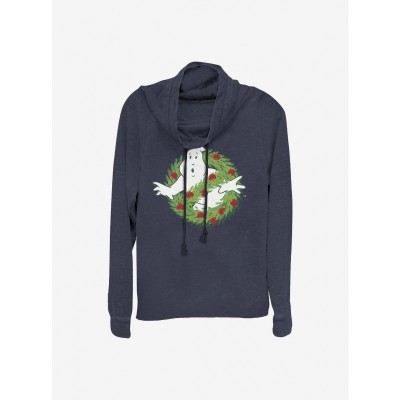 Ghostbusters Holiday Logo Lightweight Cowl Neck Top - Blue for Girls