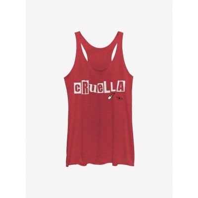 Disney Cruella Red Cutout Letters Girls Tank Top