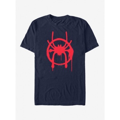 Marvel Navy Miles Morales Spider-Man Symbol T-Shirt for Men