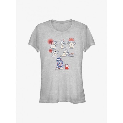 The Mandalorian Grogu Story Lightweight Grey Girls T-Shirt