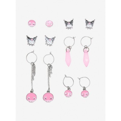 Kuromi Devilishly Cute Skulls & Faux Crystal Earrings Set for Women