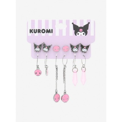 Kuromi Devilishly Cute Skulls & Faux Crystal Earrings Set for Women
