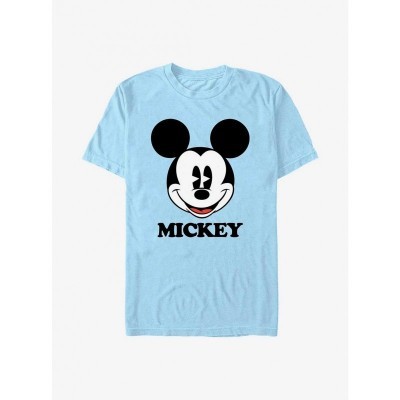 Disney Big Face Mickey Mouse T-Shirt - Lightweight Blue for Men