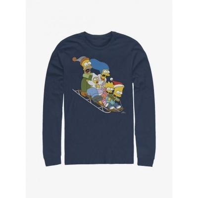 The Simpsons Sledding Adventure Long Sleeve T-Shirt - Men's Blue