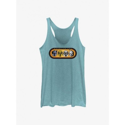 Mandalorian Helmet Badge Girl's Tank Top - Junior Size Blue