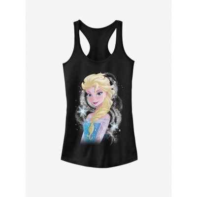 Disney Frozen Elsa Swirl Girls Tank Top - Black Cotton
