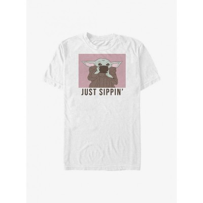 The Mandalorian Child Sipping Big & Tall Unisex T-Shirt - White