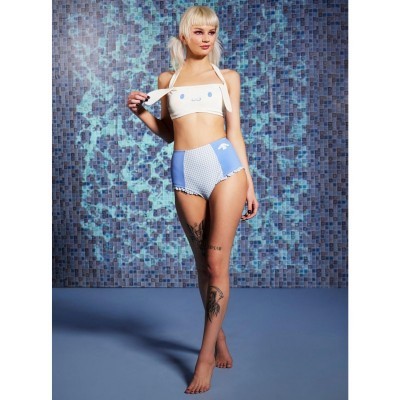 Cinnamoroll Blue Gingham High-Waist Swim Shorts for Girls