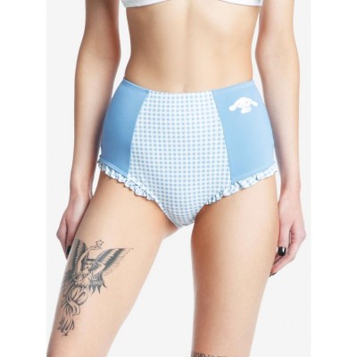 Cinnamoroll Blue Gingham High-Waist Swim Shorts for Girls