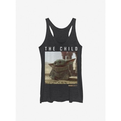 Star Wars Mandalorian Child Text Realistic Girls Tank Top - Black