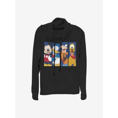 Disney Girls Lightweight Mickey Mouse Cowl Neck Sweatshirt - Black