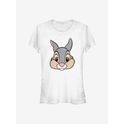 Disney Bambi Thumper Big Face Lightweight Cotton T-Shirt - White for Girls