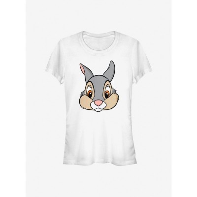 Disney Bambi Thumper Big Face Lightweight Cotton T-Shirt - White for Girls