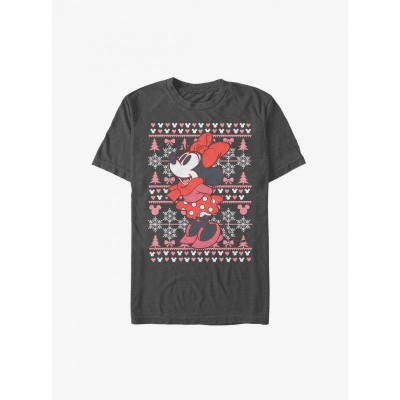 Disney Grey Mickey Mouse Minnie Soft Christmas T-Shirt for Men
