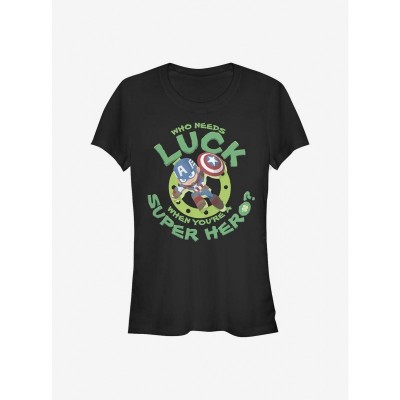 Marvel Girls Captain America Superhero T-Shirt - Black