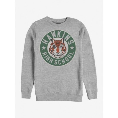 Stranger Things Grey Hawkins High Tiger Logo Crew Neck Sweatshirt for Men