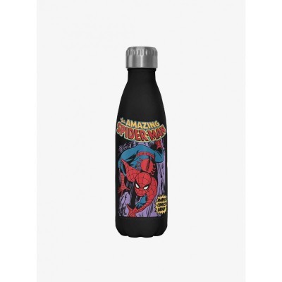 Marvel's Spidey Black Stainless Steel Water Bottle - 17 oz, Leakproof & Insulated