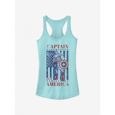 Marvel Captain 'Merica Girls Cotton Tank Top - Blue