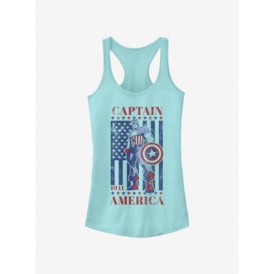 Marvel Captain 'Merica Girls Cotton Tank Top - Blue
