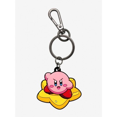 Kirby Star Rubber Keychain - Gunmetal Tone for Fans