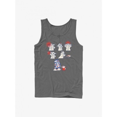Mandalorian Grogu Inspired Cotton Story Tank for Men - Grey