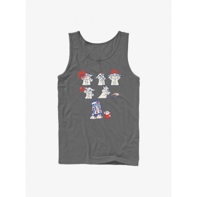 Mandalorian Grogu Inspired Cotton Story Tank for Men - Grey