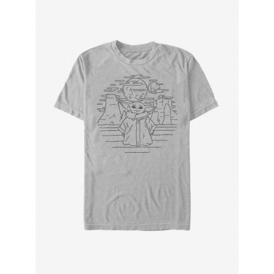 Star Wars Mandalorian Child Artwork T-Shirt - Silver Men's