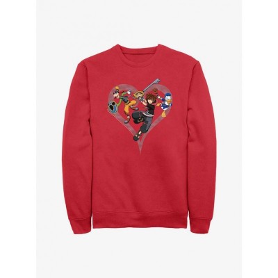 Disney Kingdom Hearts Sora Goofy Donald Crewneck Sweatshirt - Men's Red