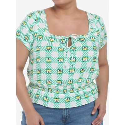 Keroppi Gingham Peplum Plus Size Top for Girls