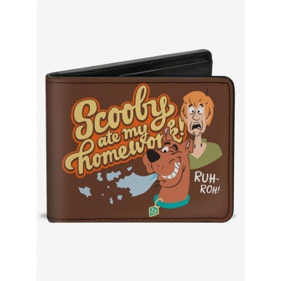 Scooby-Doo Men's Vegan Leather Bifold Wallet with "Scooby Ate My Homework" Design