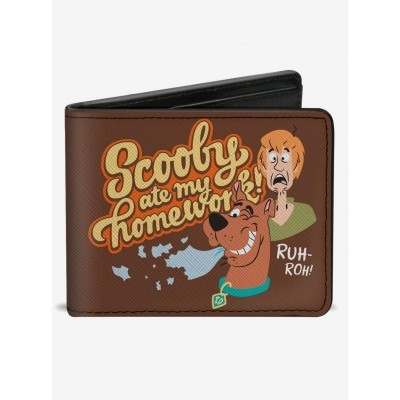 Scooby-Doo Men's Vegan Leather Bifold Wallet with "Scooby Ate My Homework" Design