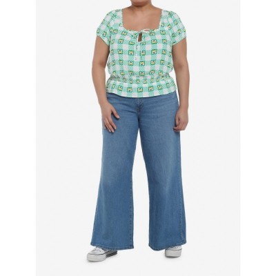 Keroppi Gingham Peplum Plus Size Top for Girls