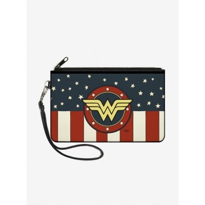 Wonder Woman Logo Americana Canvas Clutch Wallet for Women
