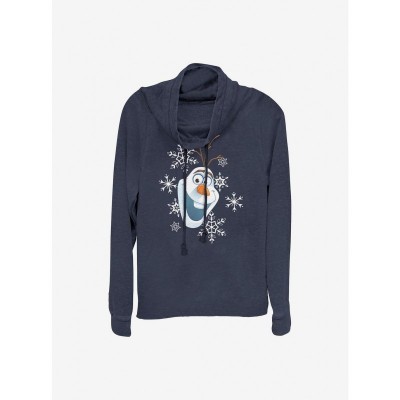Diseny Frozen Olaf Snowflake Comfortable Long-Sleeve Cowl Neck Top for Girls - Blue