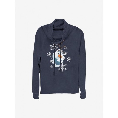 Diseny Frozen Olaf Snowflake Comfortable Long-Sleeve Cowl Neck Top for Girls - Blue