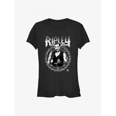 WWE Girls T-Shirt - Rhea Ripley Design in Black
