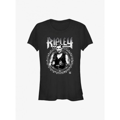 WWE Girls T-Shirt - Rhea Ripley Design in Black