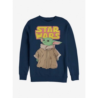 Mandalorian Grogu Navy Blue Comfortable Crewneck Sweatshirt - Men's Size