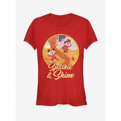 Disney Girls Sparkle And Shine Mickey Mouse T-Shirt - Red