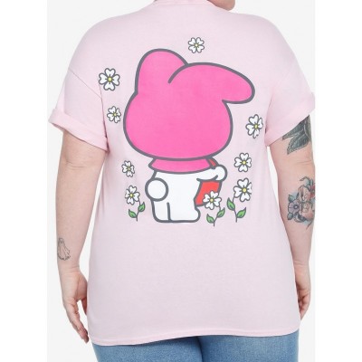 My Melody Oversized Front and Back Print Plus Size Girls T-Shirt