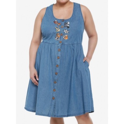 Disney Plus Size Denim Dress with Bambi Forest Friends Embroidery