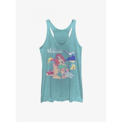 Disney Little Mermaid Seaside Besties Logo Girls Tank Top - Blue