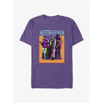 Star Wars 40th Anniversary Soft T-Shirt for Men - Battalion Leia, Hans & Chewie Purple