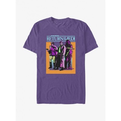 Star Wars 40th Anniversary Soft T-Shirt for Men - Battalion Leia, Hans & Chewie Purple