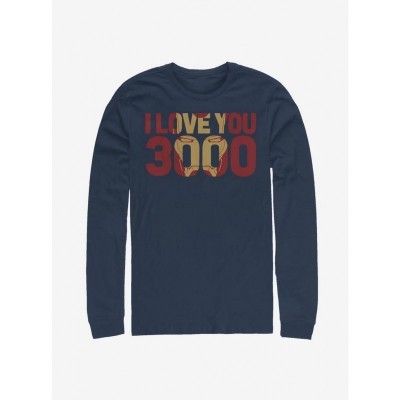 Marvel Iron Man Endgame "Love You 3000" Men's Long Sleeve Cotton T-Shirt - Blue