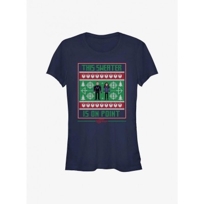 Marvel Hawkeye Holiday Graphic Tee for Girls - Navy Blue